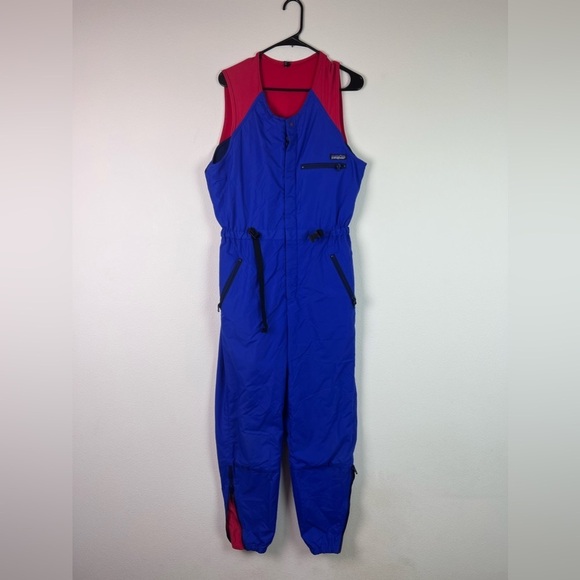 Patagonia Vintage Snowsuit Unisex Medium Waterproof Blue Red Adjustable Clasp - Picture 1 of 14
